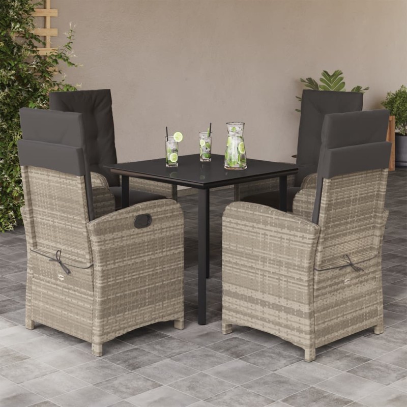 vidaXL 5-tlg. Garten-Essgruppe mit Kissen Hellgrau Poly Rattan vidaXL 5-tlg. Garten-Essgruppe mit Kissen Hellgrau Poly Rattan