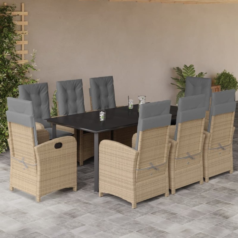 vidaXL 9-tlg. Garten-Essgruppe mit Kissen Beigemischung Poly Rattan vidaXL 9-tlg. Garten-Essgruppe mit Kissen Beigemischung Poly Rattan