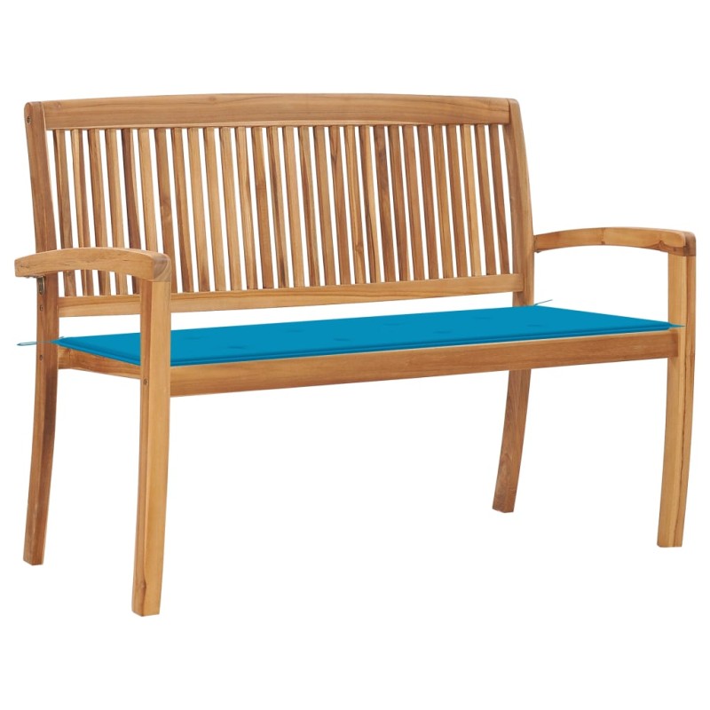 Stapelbare Gartenbank mit Auflage 128,5 cm Massivholz Teak Stapelbare Gartenbank mit Auflage 128,5 cm Massivholz Teak