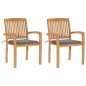 Gartenstühle 2 Stk. mit Grauen Kissen Massivholz Teak Gartenstühle 2 Stk. mit Grauen Kissen Massivholz Teak