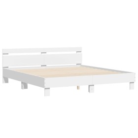 vidaXL Bettgestell mit Kopfteil Weiß 180x200 cm Holzwerkstoff