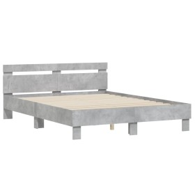 vidaXL Bettgestell mit Kopfteil Betongrau 140x200 cm Holzwerkstoff