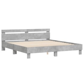 vidaXL Bettgestell mit Kopfteil Betongrau 180x200 cm Holzwerkstoff