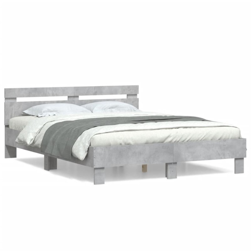 vidaXL Bettgestell mit Kopfteil Betongrau 150x200 cm Holzwerkstoff vidaXL Bettgestell mit Kopfteil Betongrau 150x200 cm Holzwerkstoff