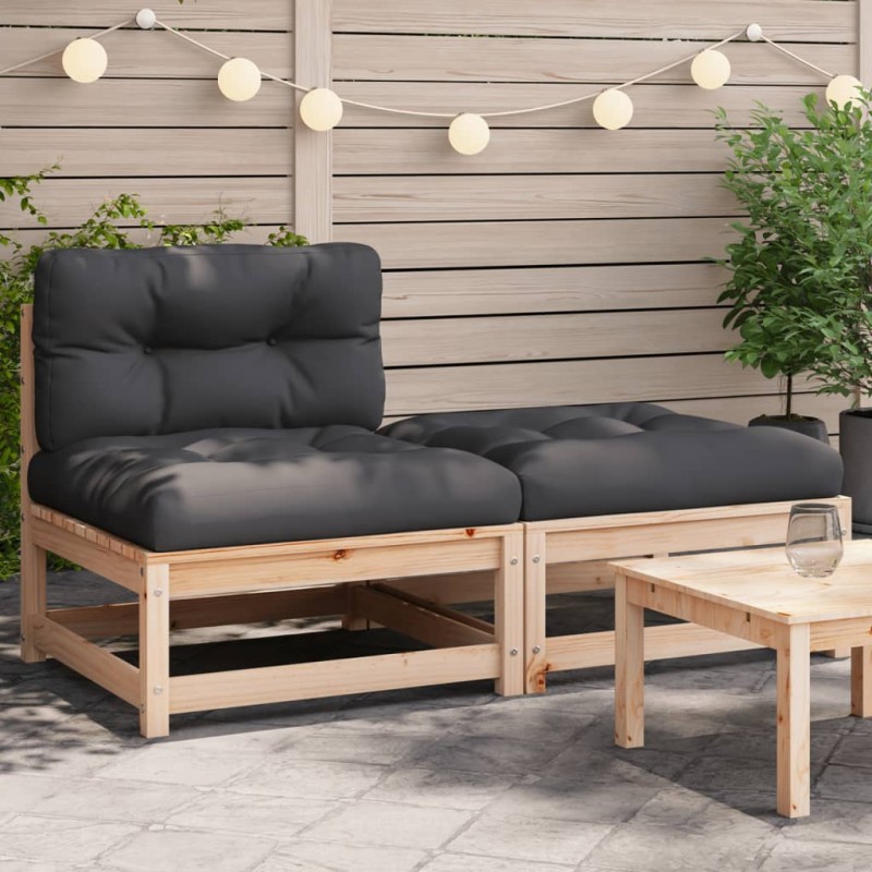 vidaXL Gartensofa ohne Armlehnen mit Kissen und Hocker vidaXL Gartensofa ohne Armlehnen mit Kissen und Hocker
