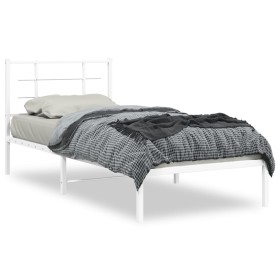 vidaXL Bettgestell mit Kopfteil Metall Weiß 90x200 cm