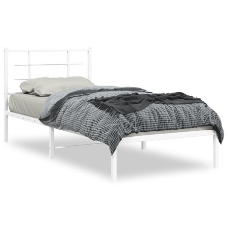 vidaXL Bettgestell mit Kopfteil Metall Weiß 90x200 cm