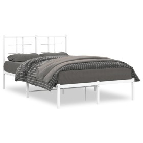 vidaXL Bettgestell mit Kopfteil Metall Weiß 120x200 cm