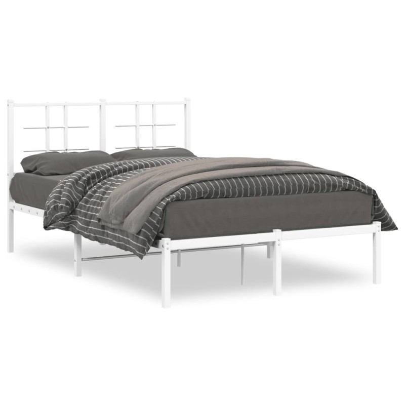 vidaXL Bettgestell mit Kopfteil Metall Weiß 120x200 cm vidaXL Bettgestell mit Kopfteil Metall Weiß 120x200 cm