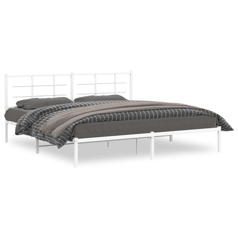 vidaXL Bettgestell mit Kopfteil Metall Weiß 200x200 cm vidaXL Bettgestell mit Kopfteil Metall Weiß 200x200 cm