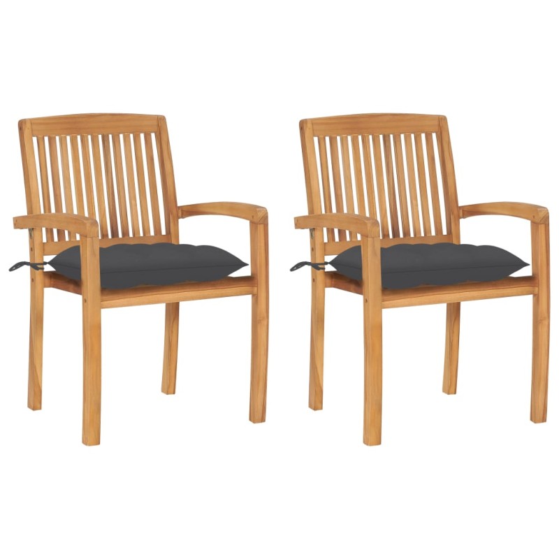 vidaXL Gartenstühle 2 Stk. mit Anthrazit Kissen Massivholz Teak vidaXL Gartenstühle 2 Stk. mit Anthrazit Kissen Massivholz Teak