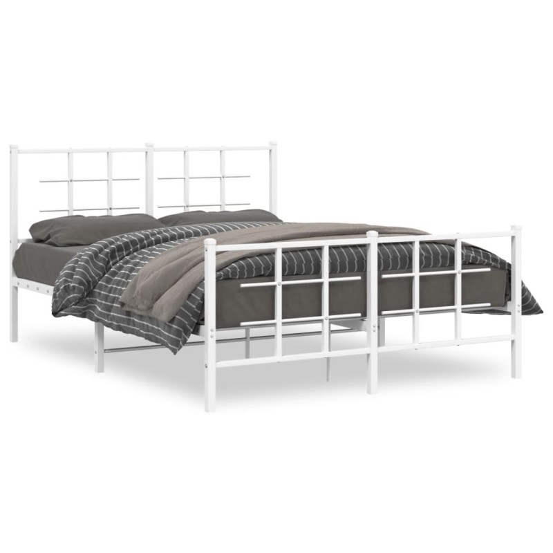 vidaXL Bettgestell mit Kopf- und Fußteil Metall Weiß 140x200 cm vidaXL Bettgestell mit Kopf- und Fußteil Metall Weiß 140x200 cm