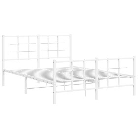 vidaXL Bettgestell mit Kopf- und Fußteil Metall Weiß 140x200 cm