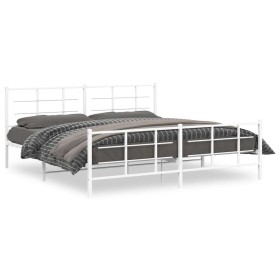 vidaXL Bettgestell mit Kopf- und Fußteil Metall Weiß 193x203 cm