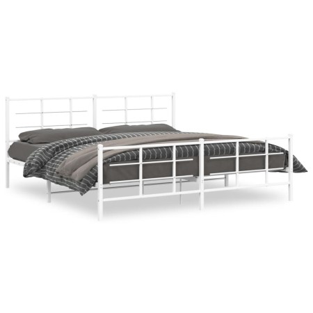 vidaXL Bettgestell mit Kopf- und Fußteil Metall Weiß 193x203 cm