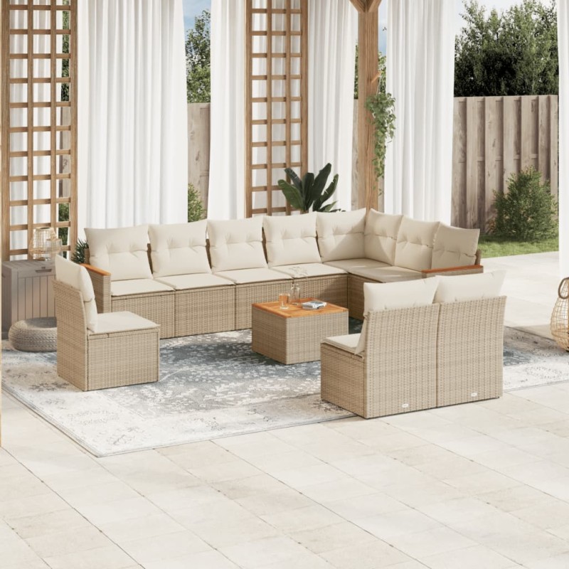 vidaXL 11-tlg. Garten-Sofagarnitur mit Kissen Beige Poly Rattan vidaXL 11-tlg. Garten-Sofagarnitur mit Kissen Beige Poly Rattan
