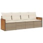 vidaXL 4-tlg. Garten-Sofagarnitur mit Kissen Beige Poly Rattan vidaXL 4-tlg. Garten-Sofagarnitur mit Kissen Beige Poly Rattan