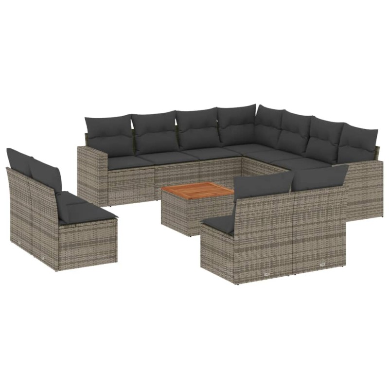 vidaXL 12-tlg. Garten-Sofagarnitur mit Kissen Grau Poly Rattan vidaXL 12-tlg. Garten-Sofagarnitur mit Kissen Grau Poly Rattan