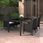 5-tlg. Garten-Essgruppe Poly Rattan und Hartglas Schwarz 5-tlg. Garten-Essgruppe Poly Rattan und Hartglas Schwarz