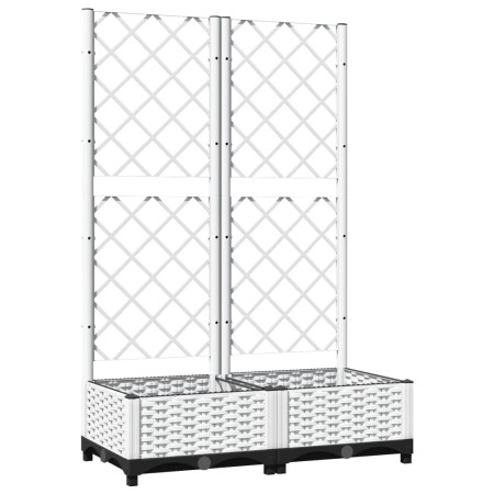 vidaXL Pflanzkübel mit Rankgitter Weiß 80x40x121,5 cm PP