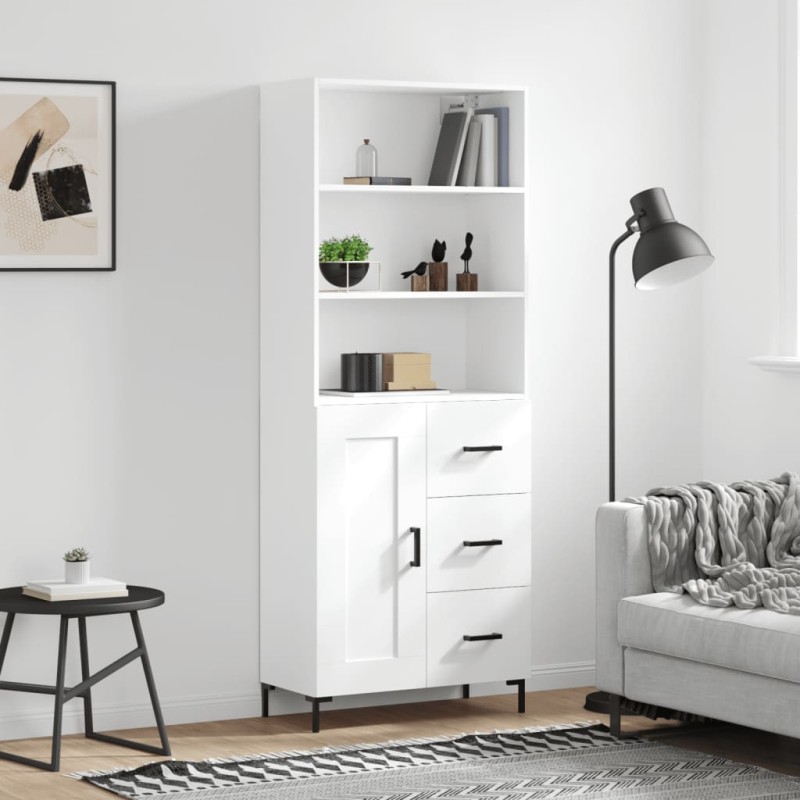 Highboard Weiß 69,5x34x180 cm Holzwerkstoff Highboard Weiß 69,5x34x180 cm Holzwerkstoff