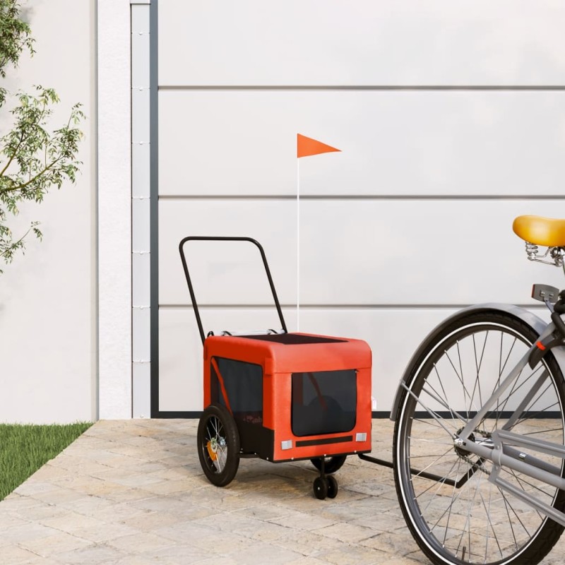 vidaXL Fahrradanhänger Hunde Orange und Schwarz Oxford-Gewebe & Eisen vidaXL Fahrradanhänger Hunde Orange und Schwarz Oxford-Gewebe & Eisen