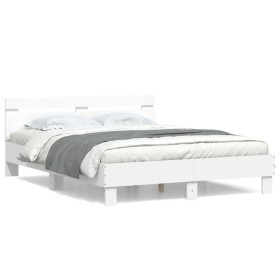 vidaXL Bettgestell mit Kopfteil Weiß 150x200 cm Holzwerkstoff
