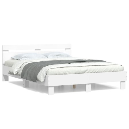 vidaXL Bettgestell mit Kopfteil Weiß 150x200 cm Holzwerkstoff