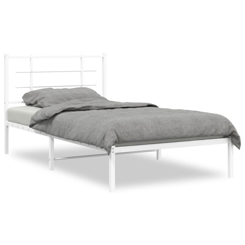 vidaXL Bettgestell mit Kopfteil Metall Weiß 100x190 cm vidaXL Bettgestell mit Kopfteil Metall Weiß 100x190 cm