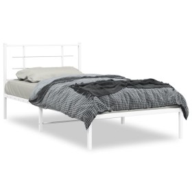 vidaXL Bettgestell mit Kopfteil Metall Weiß 107x203 cm
