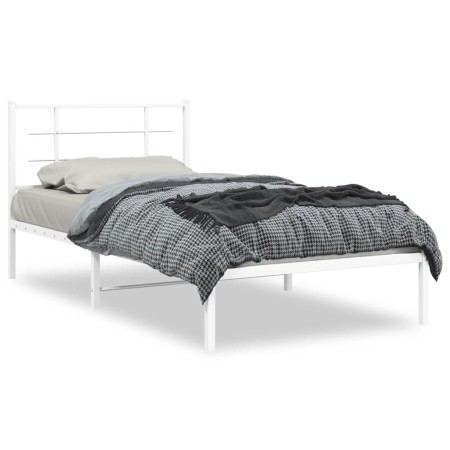 vidaXL Bettgestell mit Kopfteil Metall Weiß 107x203 cm