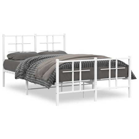 vidaXL Bettgestell mit Kopf- und Fußteil Metall Weiß 120x190 cm