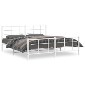vidaXL Bettgestell mit Kopf- und Fußteil Metall Weiß 183x213 cm