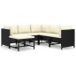 6-tlg. Garten-Lounge-Set mit Kissen Poly Rattan Schwarz 6-tlg. Garten-Lounge-Set mit Kissen Poly Rattan Schwarz