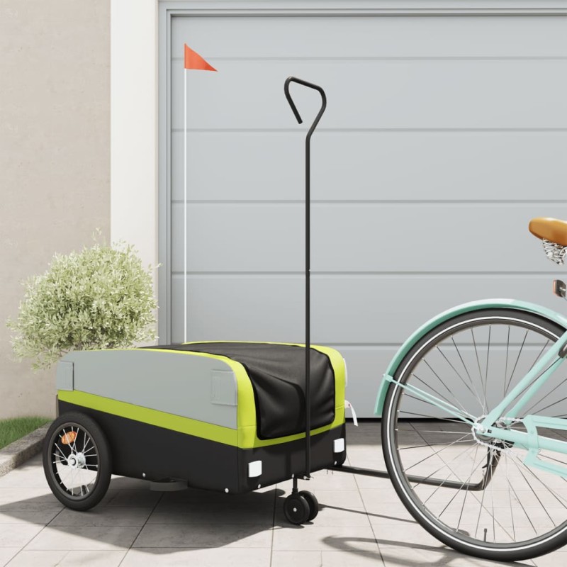 vidaXL Fahrradanhänger Schwarz und Grün 45 kg Eisen vidaXL Fahrradanhänger Schwarz und Grün 45 kg Eisen