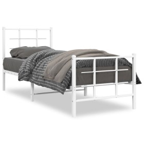 vidaXL Bettgestell mit Kopf- und Fußteil Metall Weiß 80x200 cm