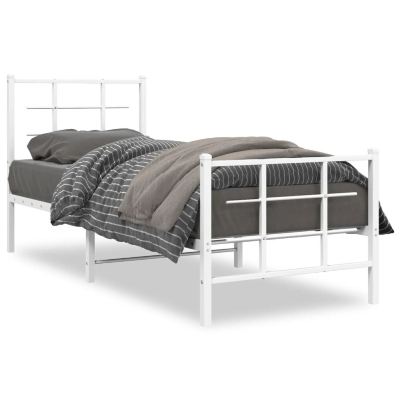 vidaXL Bettgestell mit Kopf- und Fußteil Metall Weiß 80x200 cm vidaXL Bettgestell mit Kopf- und Fußteil Metall Weiß 80x200 cm