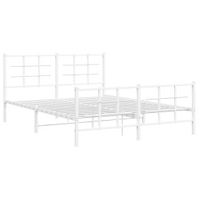 vidaXL Bettgestell mit Kopf- und Fußteil Metall Weiß 160x200 cm