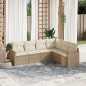 vidaXL 6-tlg. Garten-Sofagarnitur mit Kissen Beige Poly Rattan vidaXL 6-tlg. Garten-Sofagarnitur mit Kissen Beige Poly Rattan