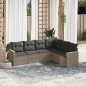 vidaXL 6-tlg. Garten-Sofagarnitur mit Kissen Grau Poly Rattan vidaXL 6-tlg. Garten-Sofagarnitur mit Kissen Grau Poly Rattan
