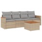 vidaXL 5-tlg. Garten-Sofagarnitur mit Kissen Beige Poly Rattan vidaXL 5-tlg. Garten-Sofagarnitur mit Kissen Beige Poly Rattan