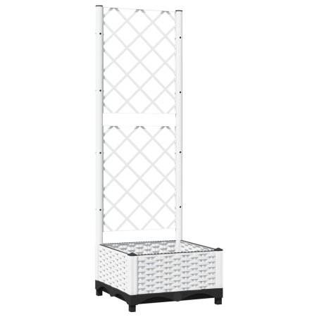 vidaXL Pflanzkübel mit Rankgitter Weiß 40x40x121,5 cm PP