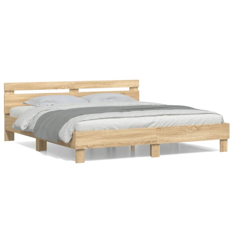 vidaXL Bettgestell mit Kopfteil Sonoma-Eiche 180x200 cm Holzwerkstoff vidaXL Bettgestell mit Kopfteil Sonoma-Eiche 180x200 cm Holzwerkstoff