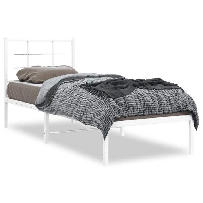 vidaXL Metallbett ohne Matratze mit Kopfteil Weiß 75x190 cm vidaXL Metallbett ohne Matratze mit Kopfteil Weiß 75x190 cm