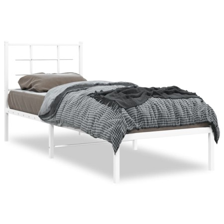 vidaXL Metallbett ohne Matratze mit Kopfteil Weiß 75x190 cm