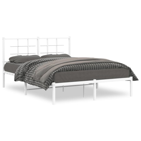 vidaXL Bettgestell mit Kopfteil Metall Weiß 135x190 cm