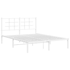 vidaXL Bettgestell mit Kopfteil Metall Weiß 135x190 cm