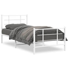 vidaXL Bettgestell mit Kopf- und Fußteil Metall Weiß 90x200 cm