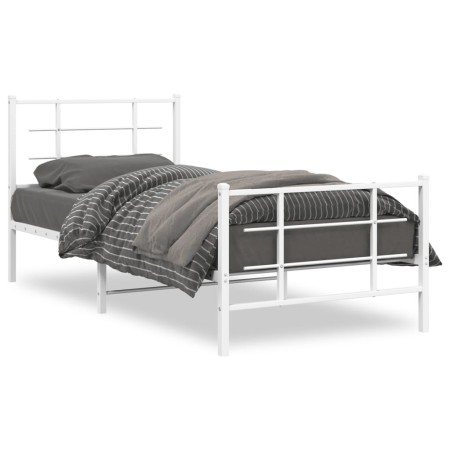 vidaXL Bettgestell mit Kopf- und Fußteil Metall Weiß 90x200 cm