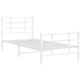 vidaXL Bettgestell mit Kopf- und Fußteil Metall Weiß 90x200 cm